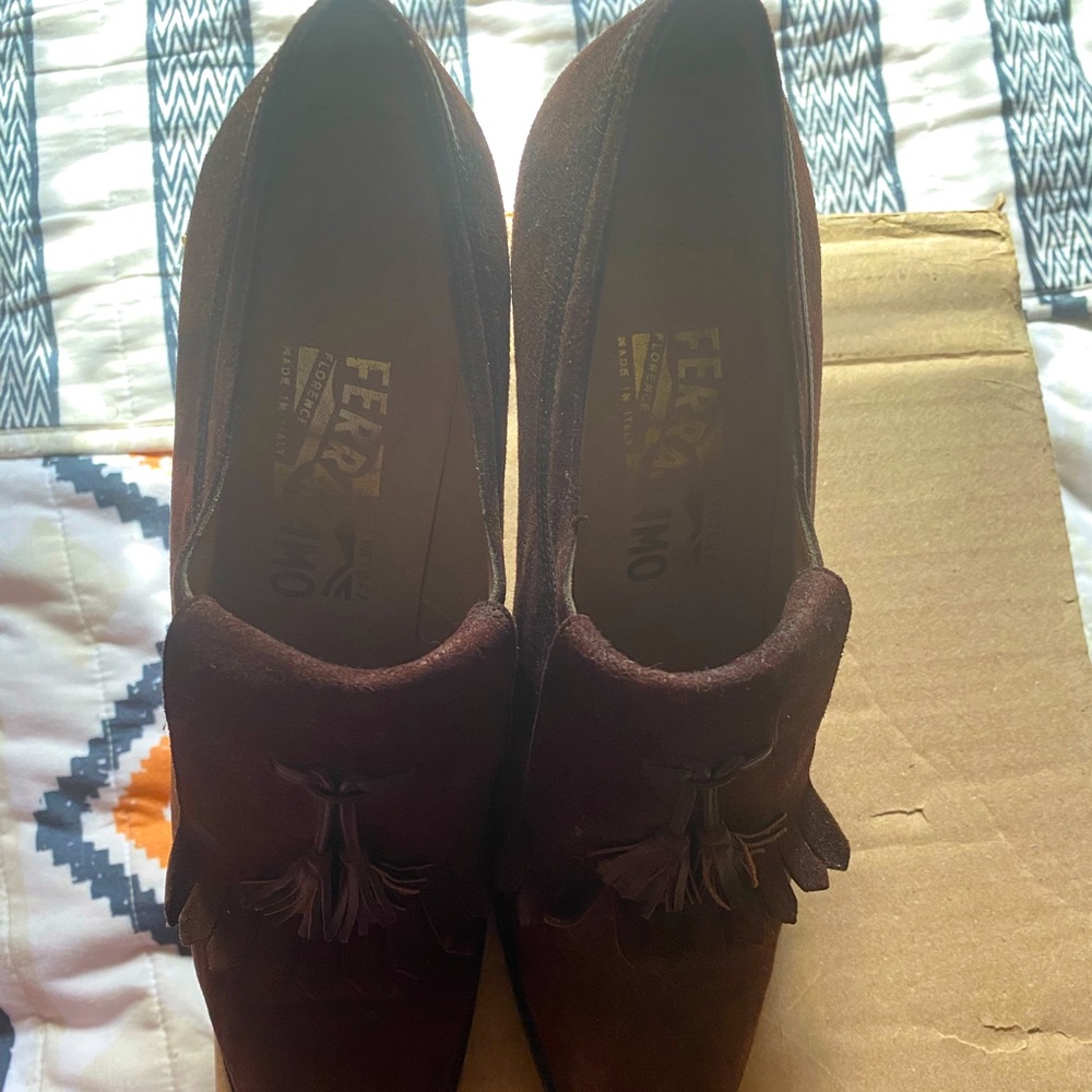 Ferragamo brown suede pumps sz 8